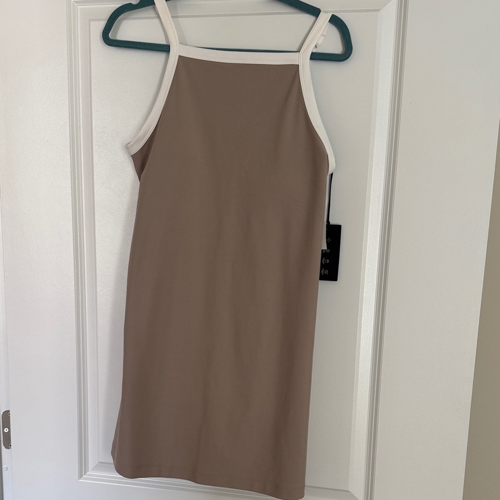 Yves Salomon Beige Dress with White Accents